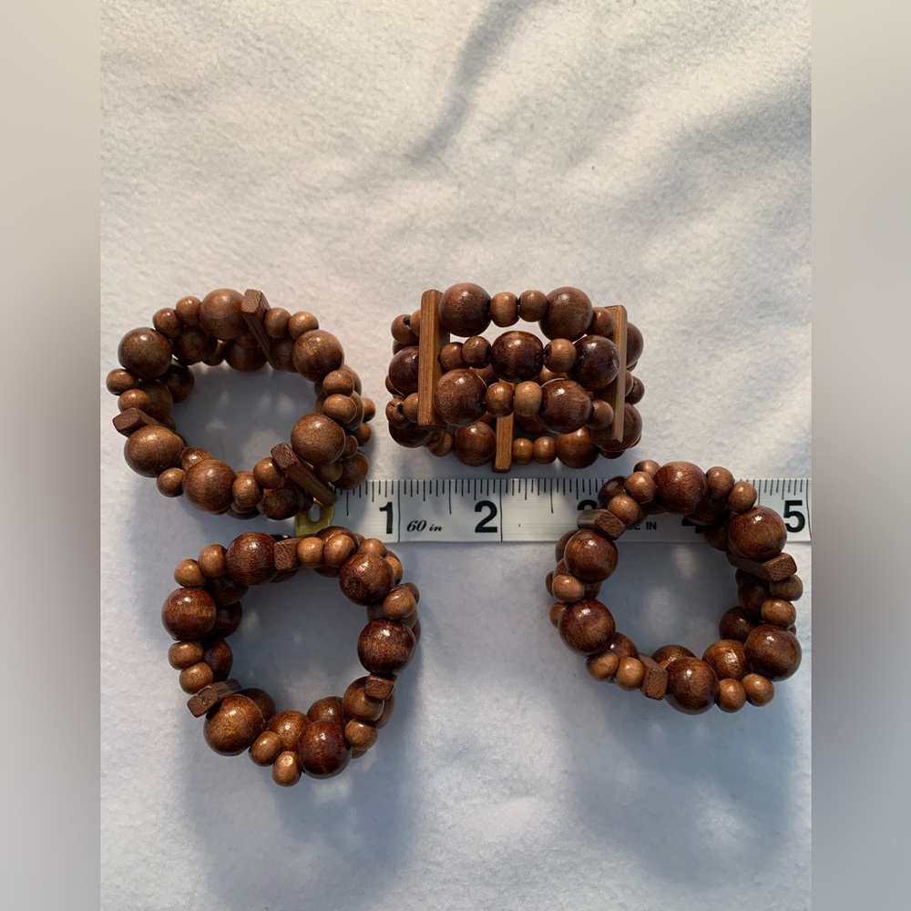 Boho napkin rings. Wooden beads. Set of 4. - Picture 2 of 2